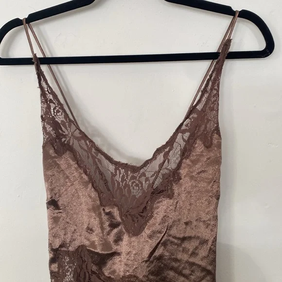 By Anthropologie Satin Lace Midi Pajama Dress - Picture 6 of 8